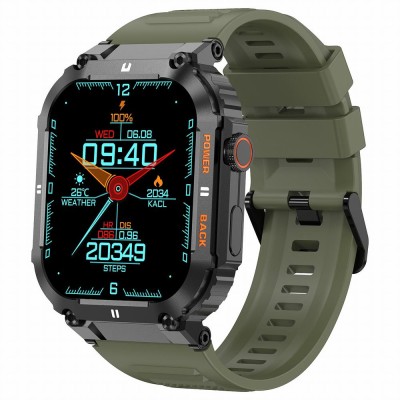 Smartwatch Męski Gravity GT6-6 na pasku gumowym w kolorze CZARNY/KHAKI o szerokości 22mm