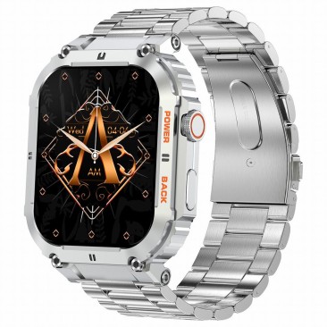 Smartwatch Męski Gravity GT6-7 na bransolecie stalowej w kolorze SREBRNY/SREBRNY o szerokości 22mm