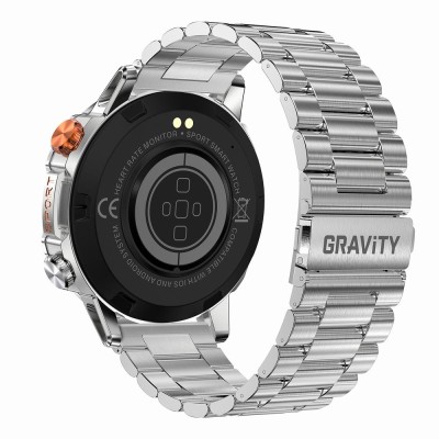 Smartwatch Męski Gravity GT20-2 na pasku gumowym w kolorze SREBRNY/CZARNY o szerokości 22mm