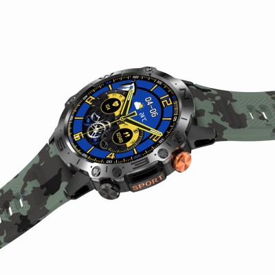 Smartwatch Męski Gravity GT20-6 na pasku gumowym w kolorze CZARNY/ZIELONY MORO o szerokości 22mm