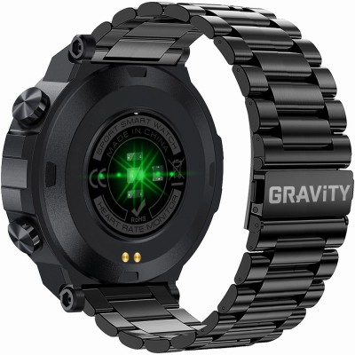 Smartwatch Męski Gravity GT8-2 na bransolecie stalowej w kolorze CZARNY/CZARNY o szerokości 22mm