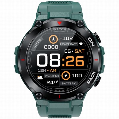 Smartwatch Męski Gravity GT8-3 na pasku gumowym w kolorze ZIELONY/ZIELONY o szerokości 22mm