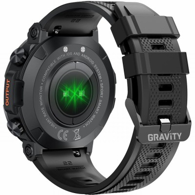 Smartwatch Męski Gravity GT7-1 PRO na pasku gumowym w kolorze CZARNY/CZARNY o szerokości 22mm