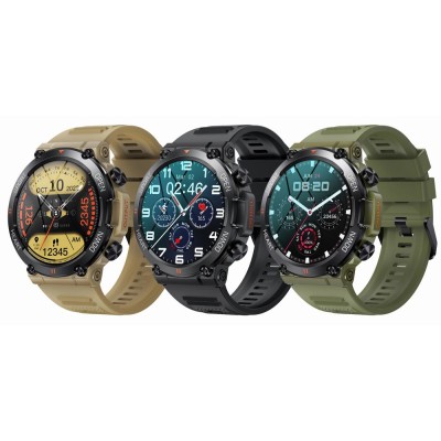 Smartwatch Męski Gravity GT7-3 PRO na pasku gumowym w kolorze KHAKI/KHAKI o szerokości 22mm