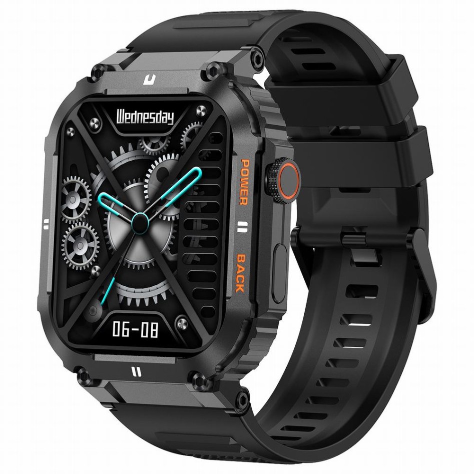 Smartwatch Męski Gravity GT6-1 na pasku gumowym w kolorze CZARNY/CZARNY o szerokości 22mm