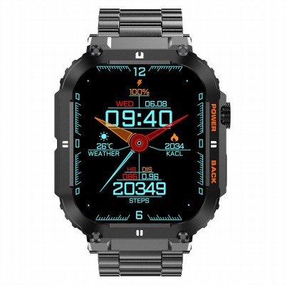 Smartwatch Męski Gravity GT6-2 na bransolecie stalowej w kolorze CZARNY/CZARNY o szerokości 22mm