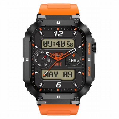 Smartwatch Męski Gravity GT6-3 na pasku gumowym w kolorze CZARNY/POMARAŃCZOWY o szerokości 22mm