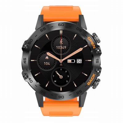 Smartwatch Męski Gravity GT9-4 na pasku gumowym w kolorze CZARNY/POMARAŃCZOWY o szerokości 22mm