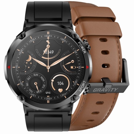 Smartwatch Męski Gravity GT21-4 na pasku gumowym w kolorze CZARNY/CZARNY o szerokości 22mm